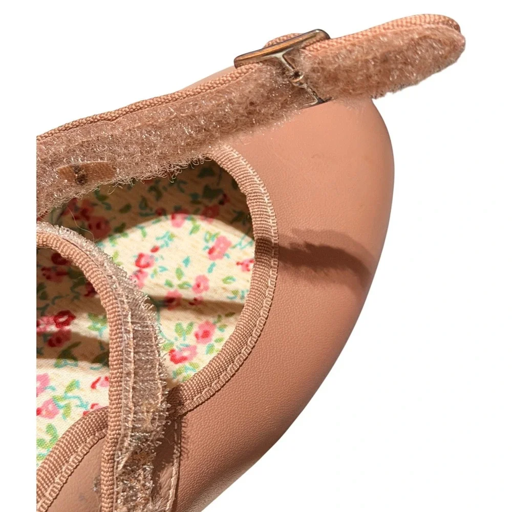 Capezio Tap Shoes Girls 1.5 M Caramel Leather Mary Jane 3800C Tele Tone Floral